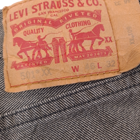 Levi's Original 501 Men's Jeans Black White Button Fly - Sz 46x32 (Meas 44x32) - Picture 5 of 10